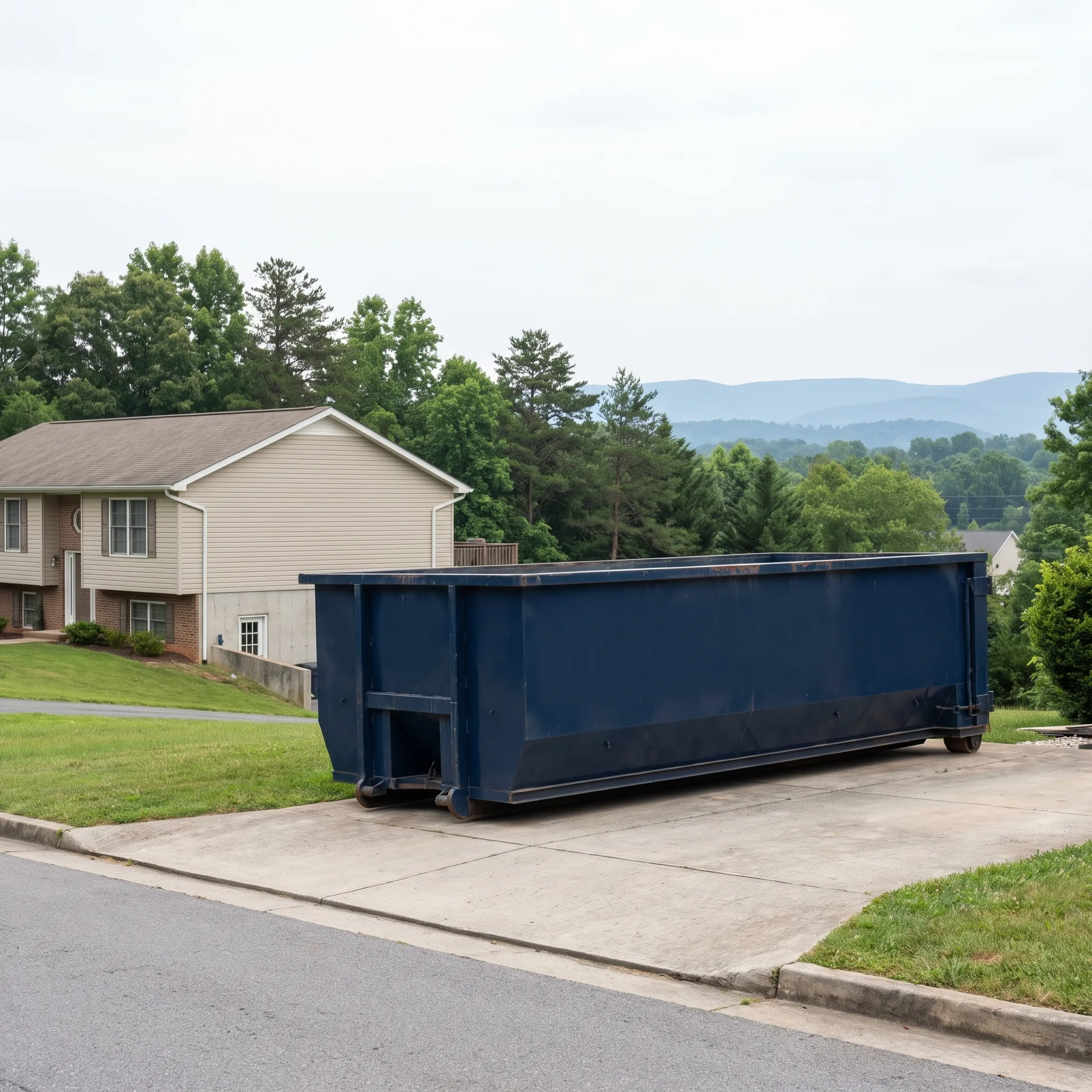 Roll-off dumpster on a Maryland job site