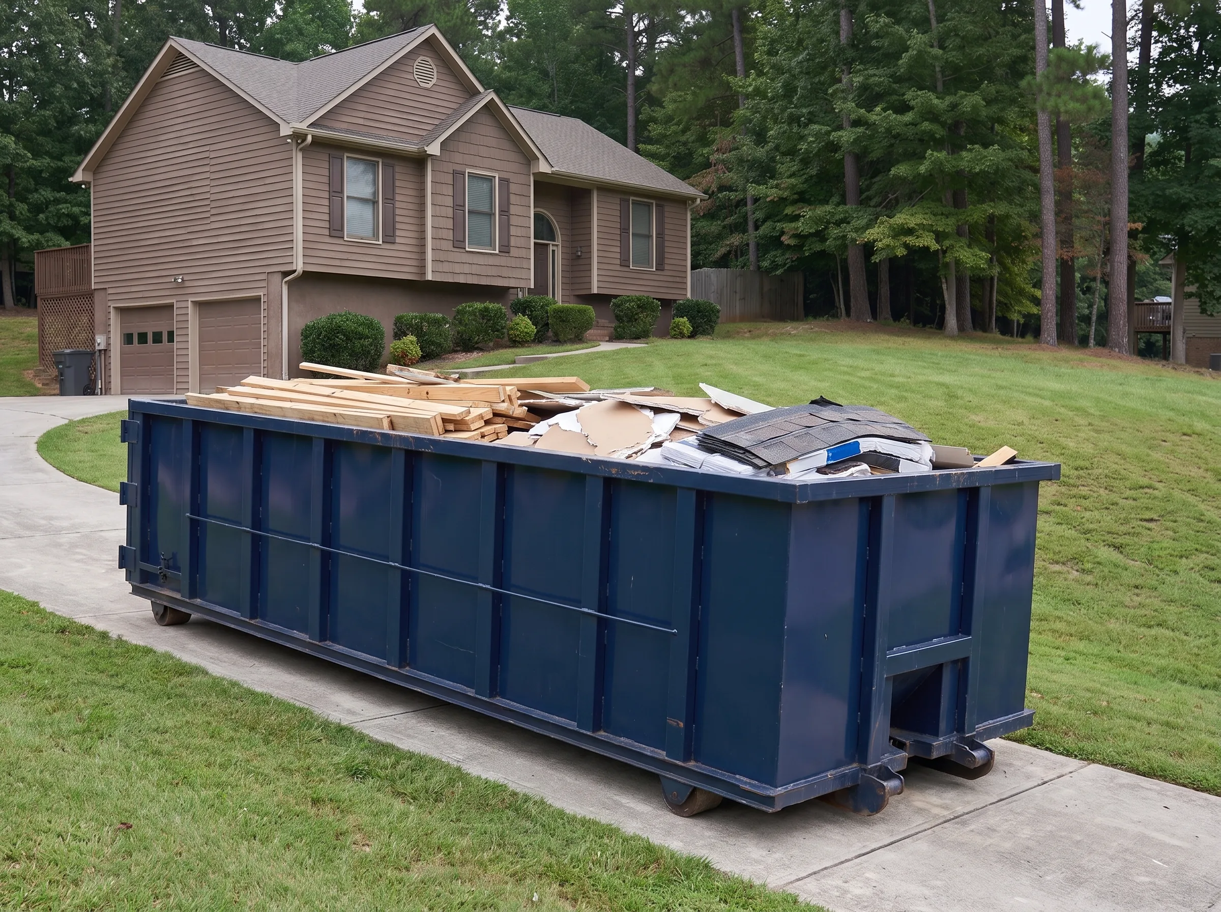 Roll-off dumpster being loaded in Baltimore City, MD